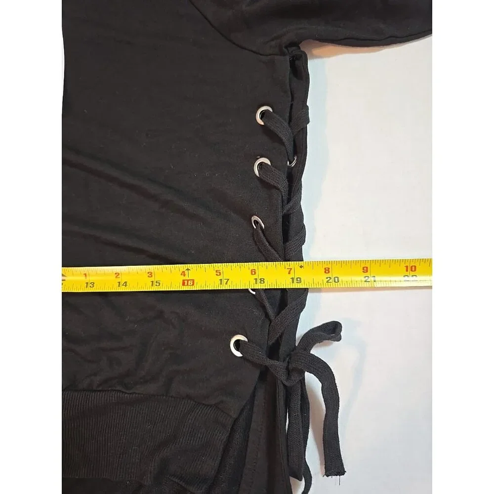 bobi zip front jacket‎ Black Lace up sides Stretch Long Sleeve Size S New